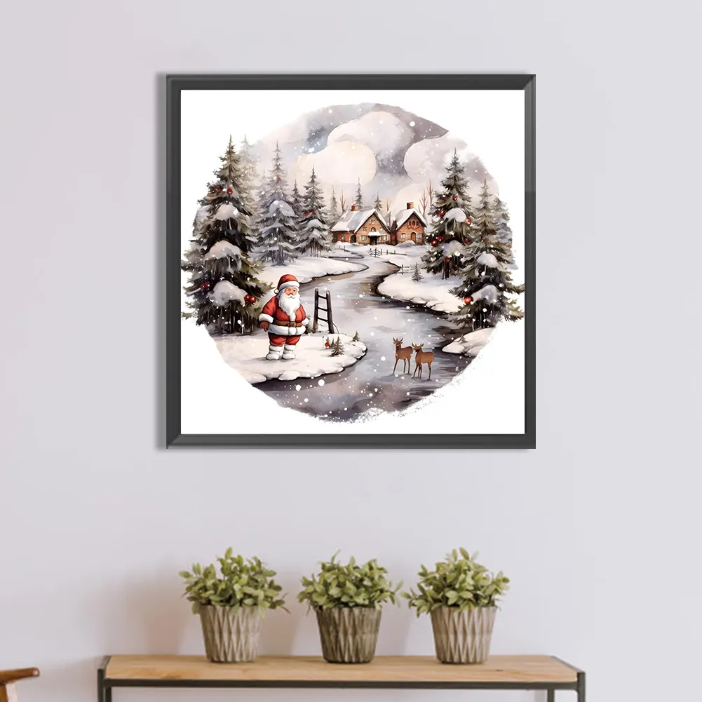 Full Round Diamond Painting 30*30cm - Santa Claus In The Snow