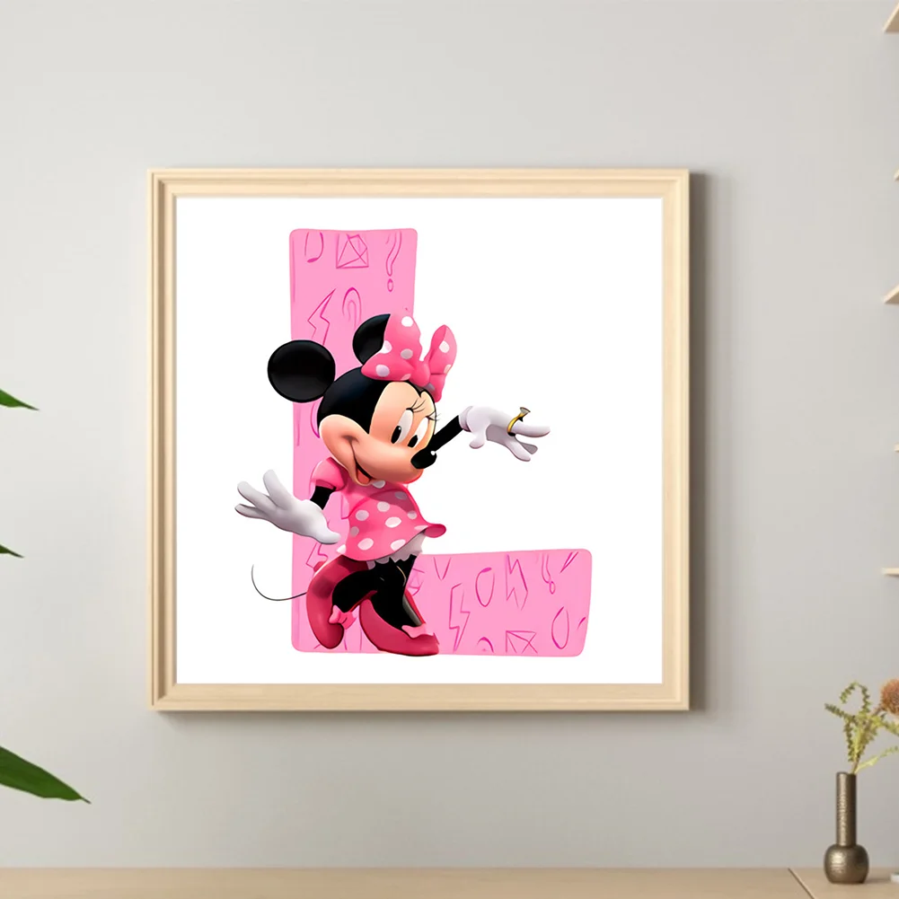 Full Round Diamond Painting 30*30cm - Minnie Mouse Letter L