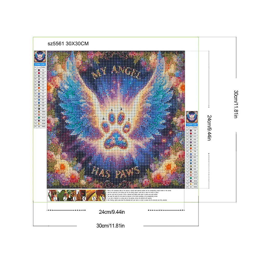 Diamond Painting - Full Round Drill - Paws Angel(Canvas|30*30cm)