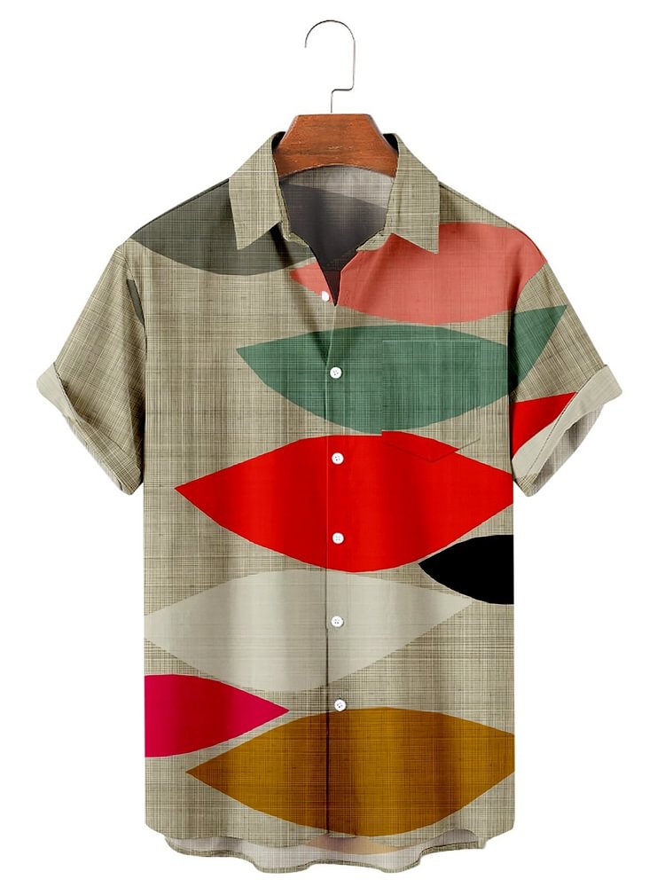 Geometric Shirt Collar Shirts & Tops