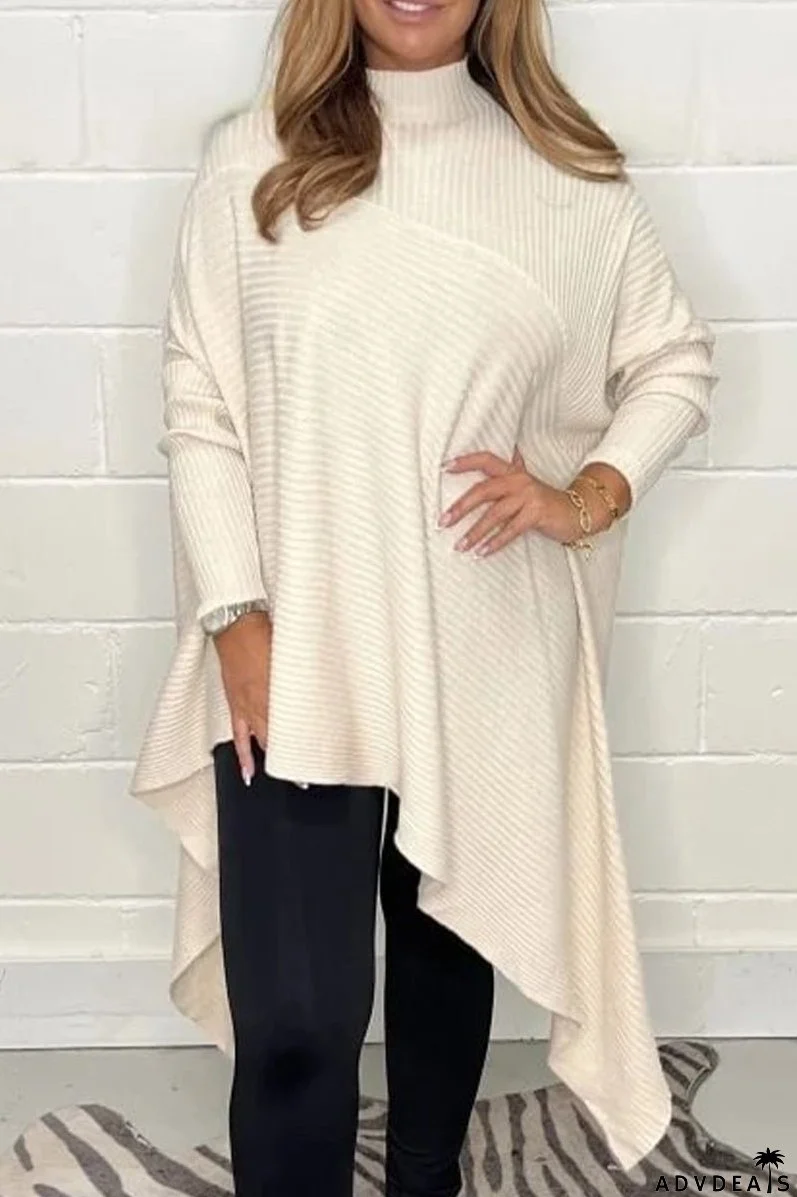 Casual solid color irregular turtleneck sweaters for everyday wear