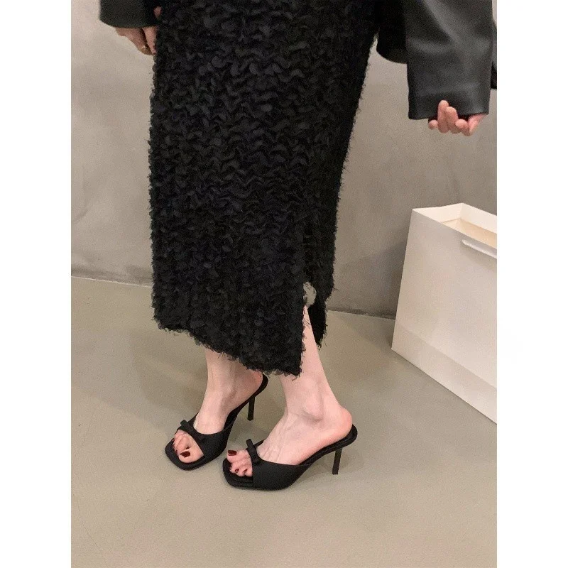 Breakj Breakj Leopard-Print High-Heeled Slippers Women's Shoes Fashion Wear 2025 New Summer Temperament French Cool Drag Sandals