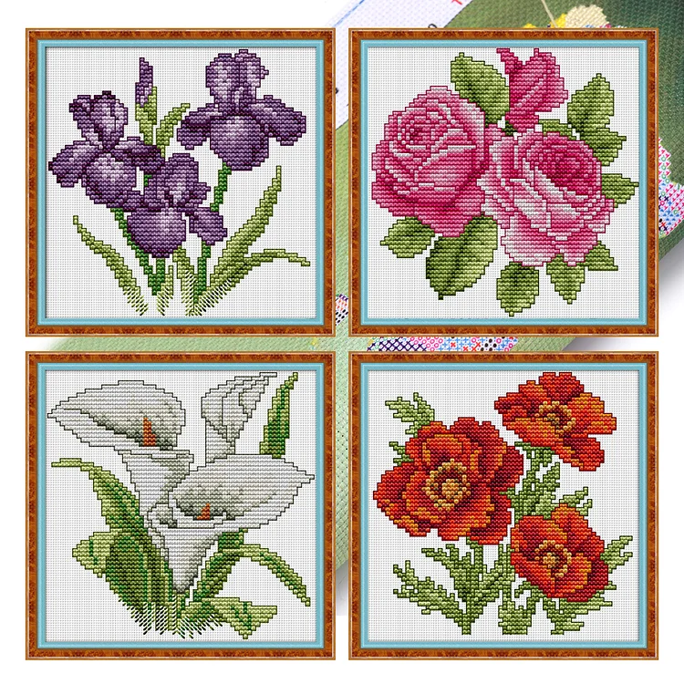 White Tiger Flowers - 11CT Stamped Cross Stitch(50*60cm)