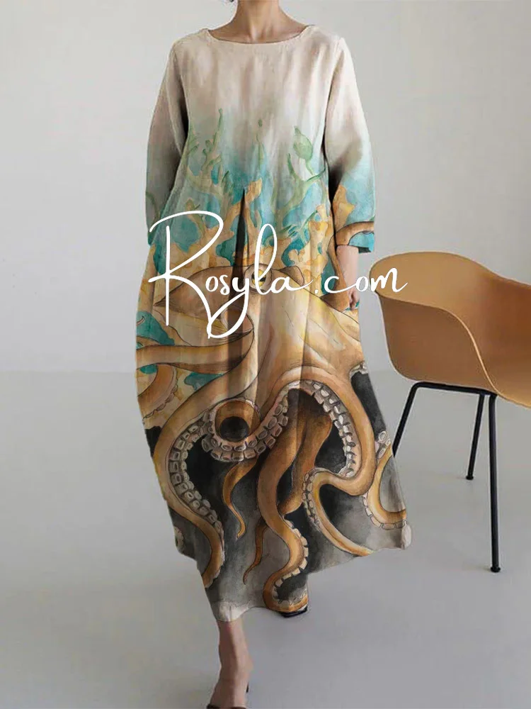 Women's Casual Vacation Octopus Print Dress