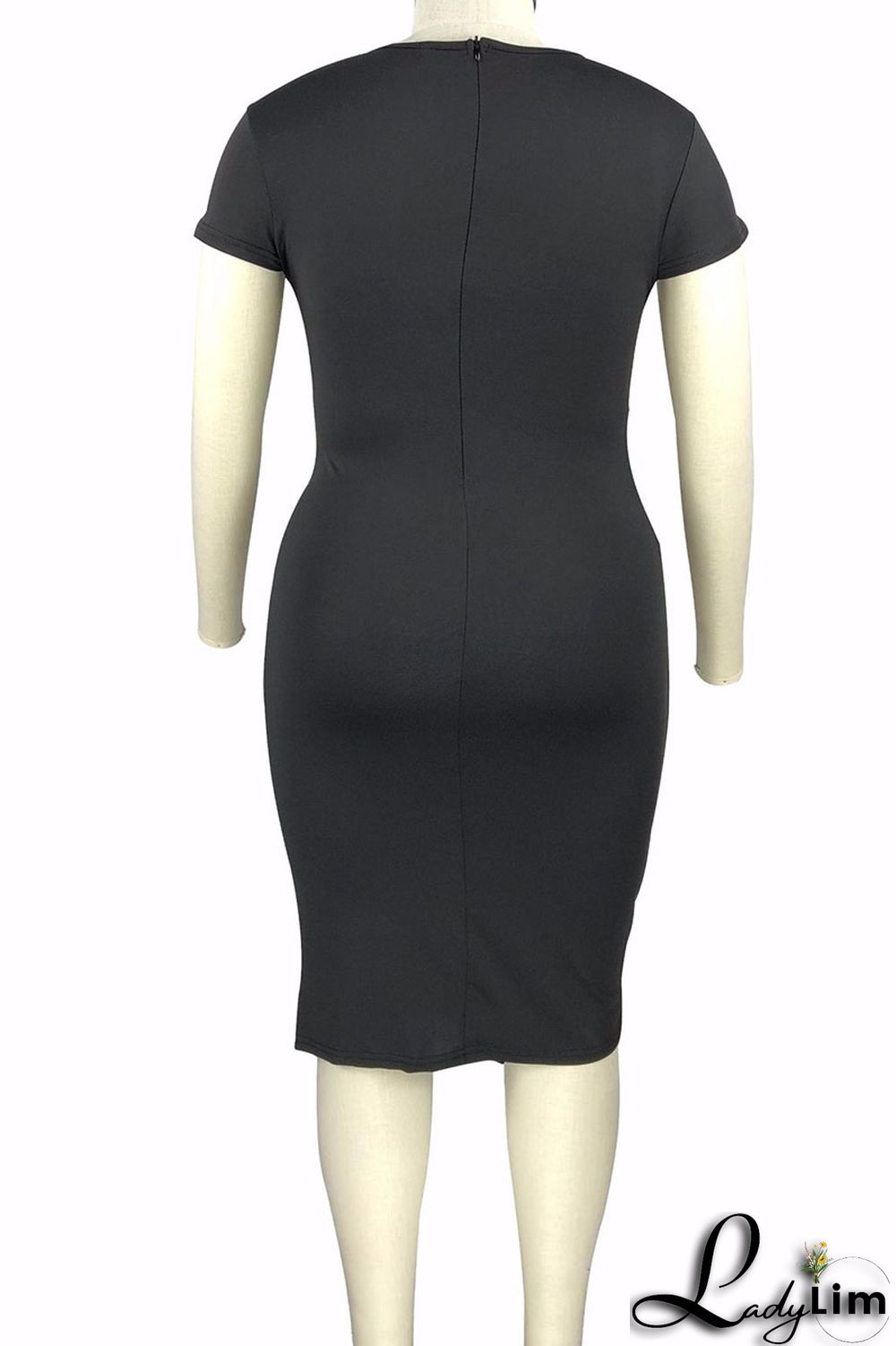 White Casual Elegant Solid Split Joint O Neck One Step Skirt Plus Size Dresses