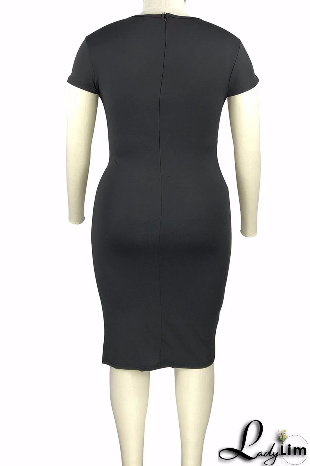 White Casual Elegant Solid Split Joint O Neck One Step Skirt Plus Size Dresses