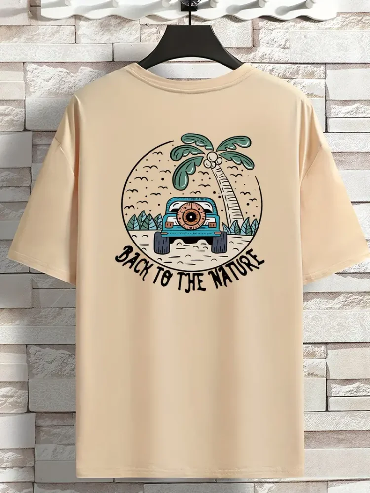 Casual Interesting "Back To The Nature" Graphic T-shirt With Stretchy Fabric For Summer