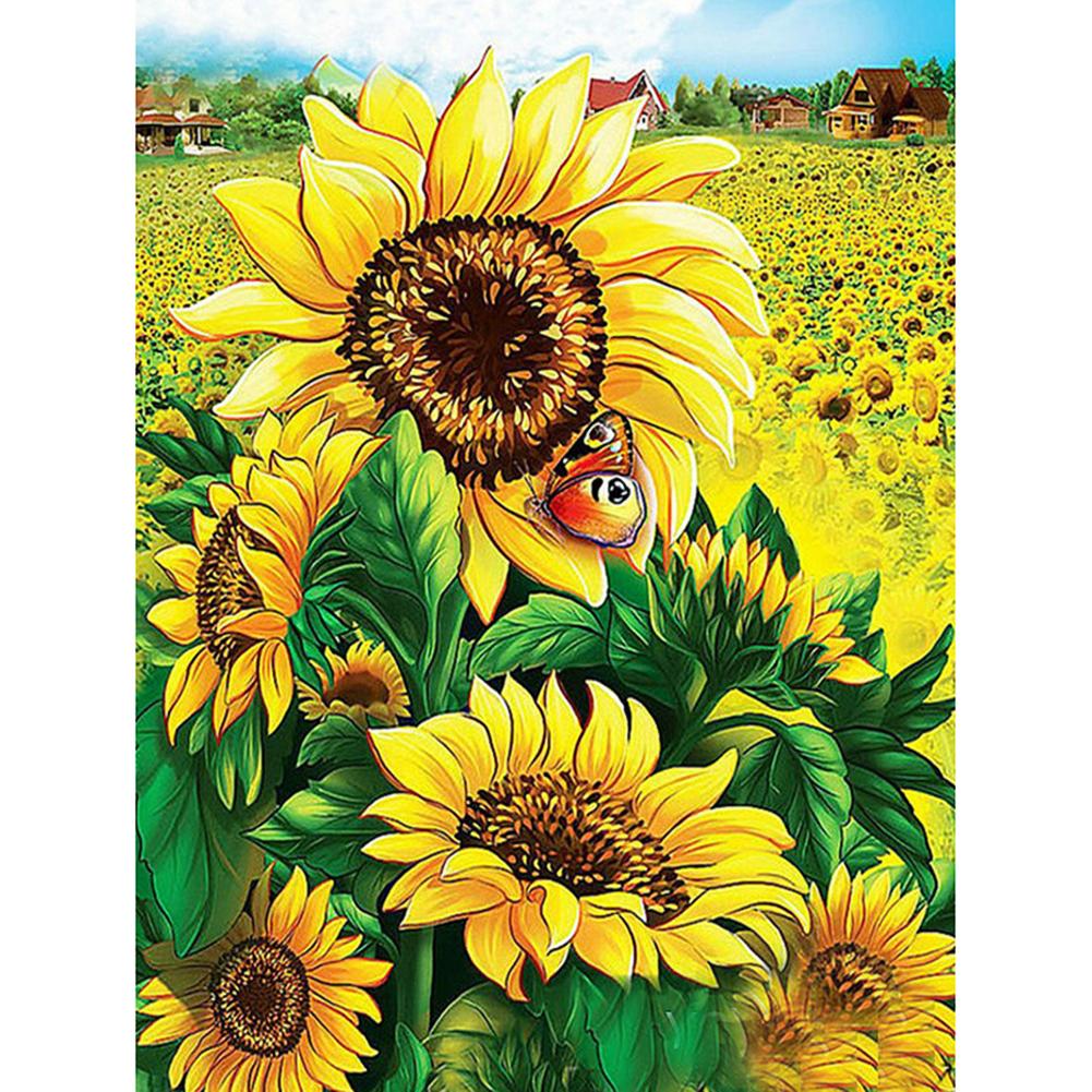 

30*40CM - Sun Flowerss - Round Drill Diamond Painting, 501 Original