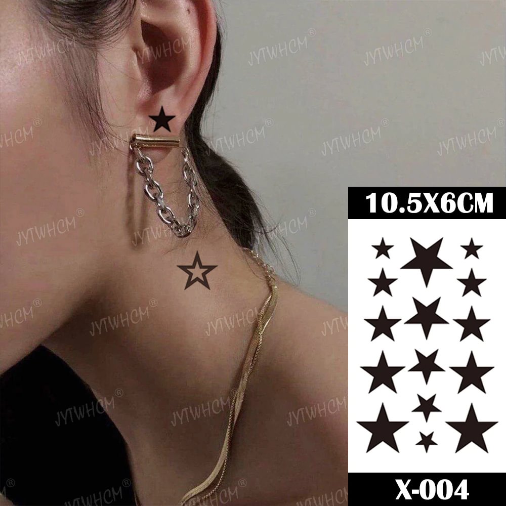 Gingf Temporary Tattoo Sticker Waterproof Black Sexy Meteor Front Chest Small Realistic Stickers for Women Art Fake Tattoos