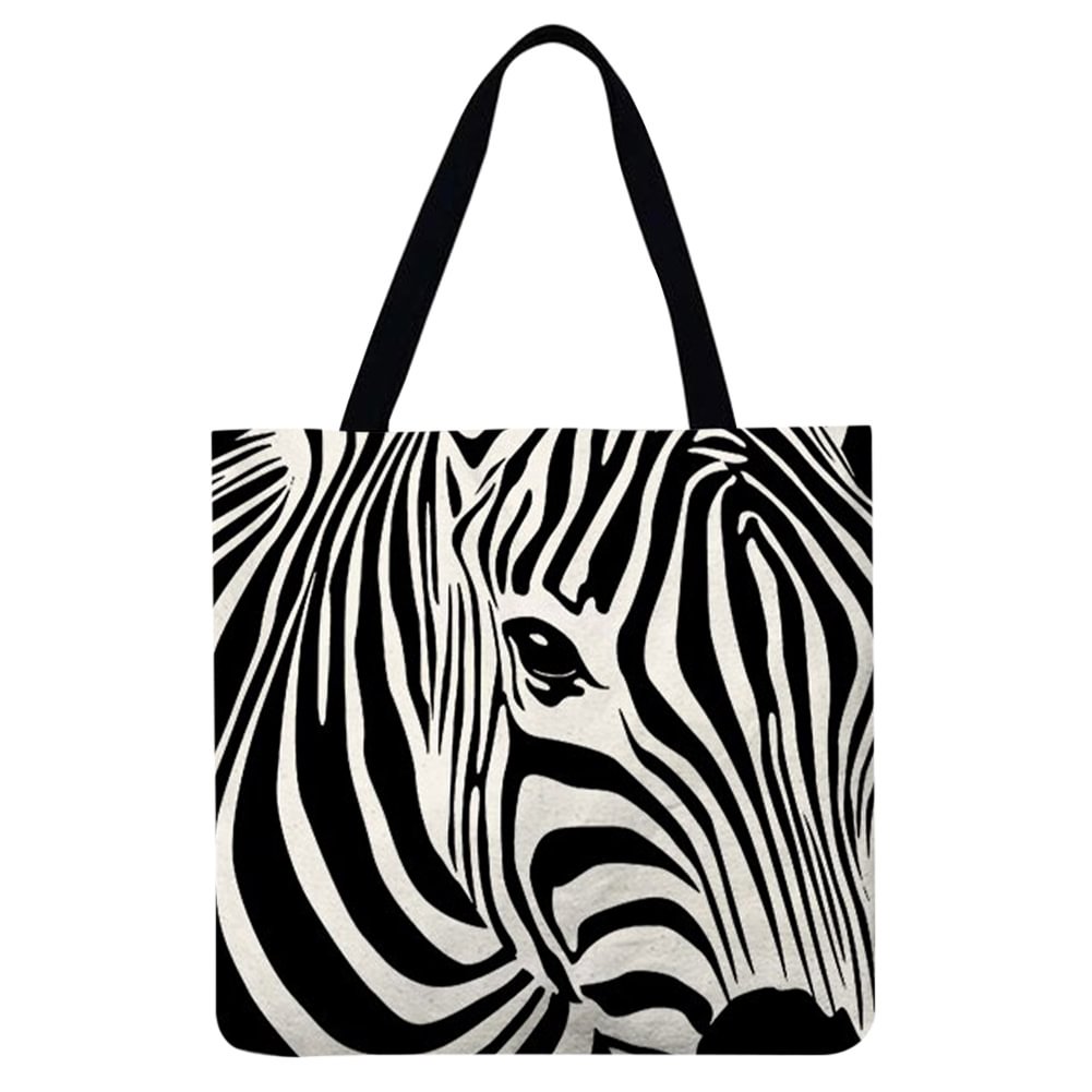 Linen Tote Bag-Zebra pattern