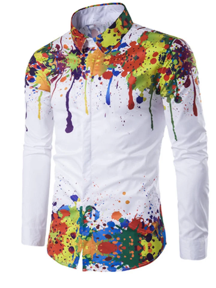 Men's Shirt Long Sleeve Graphic Collar Wedding Party Tops Sportswear Color Block Sexy-Cosfine