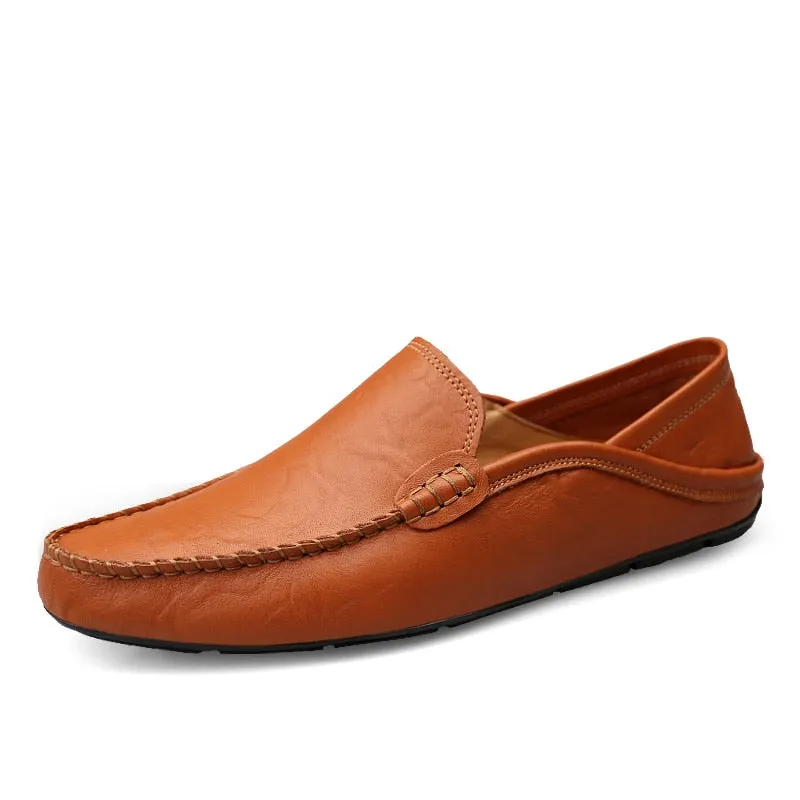 Comfortable Fashion Leather Men Shoes Casual Breathable Loafers Men Genuine Leather Moccasins Flat Men Shoes Waterproof Footwear