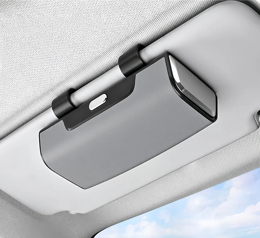 Suede multi-functional car sun visor and glasses case (customizable with car logo)