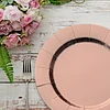 10 Pack | Rose Gold Disposable 13" Charger Plates, Cardboard Serving Tray, Round with Leathery Texture - 1100 GSM