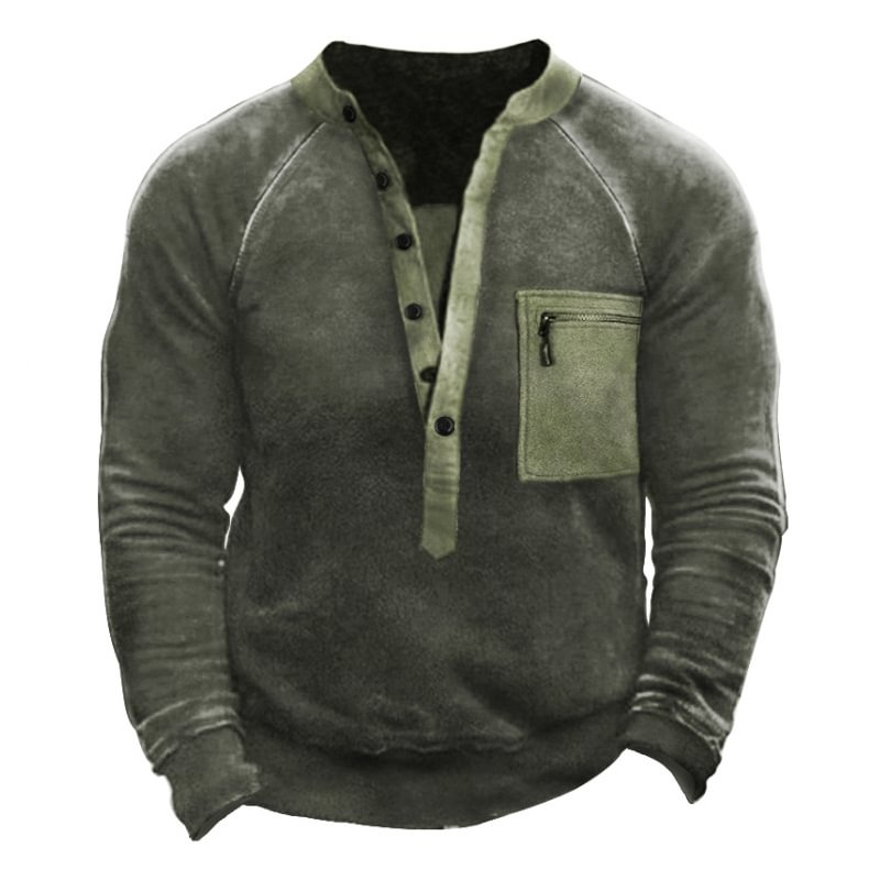 Men's Outdoor Causal Long Sleeve Henley T-shirt