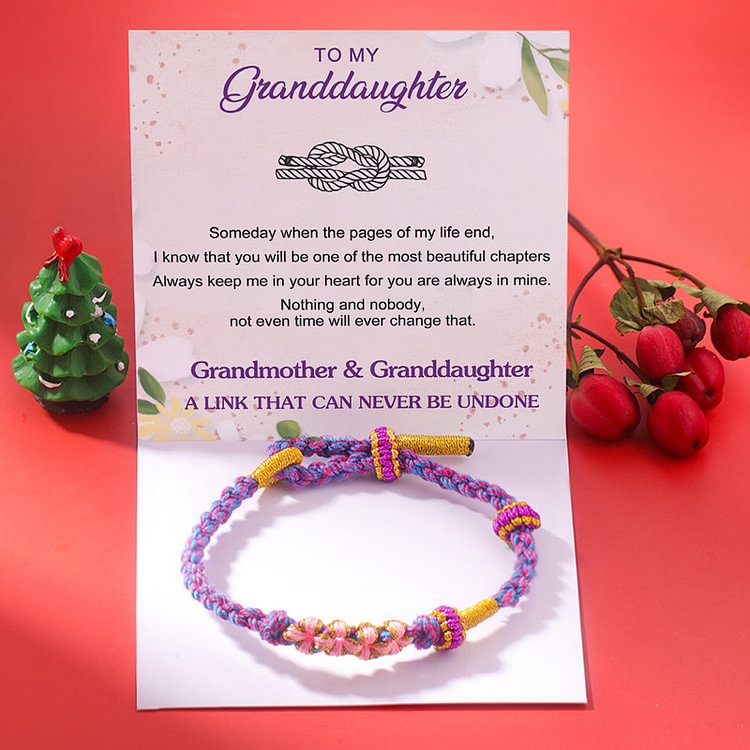 For Granddaughter - Grandmother And Granddaughter A Link That Can Never Be Undone Peach Blossom Knot Bracelet