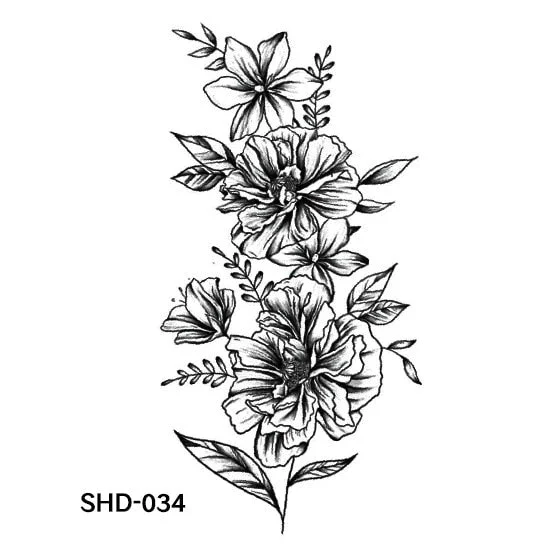 Waterproof Temporary Tattoo Black Sketchs Flowers Animal Tattoo Stickers Flash Fake Body Tattoos for Women tatuajes temporales