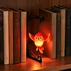 Glowing Owl Metal Bookend Lamp Iron Shelf Organizer Vintage Style