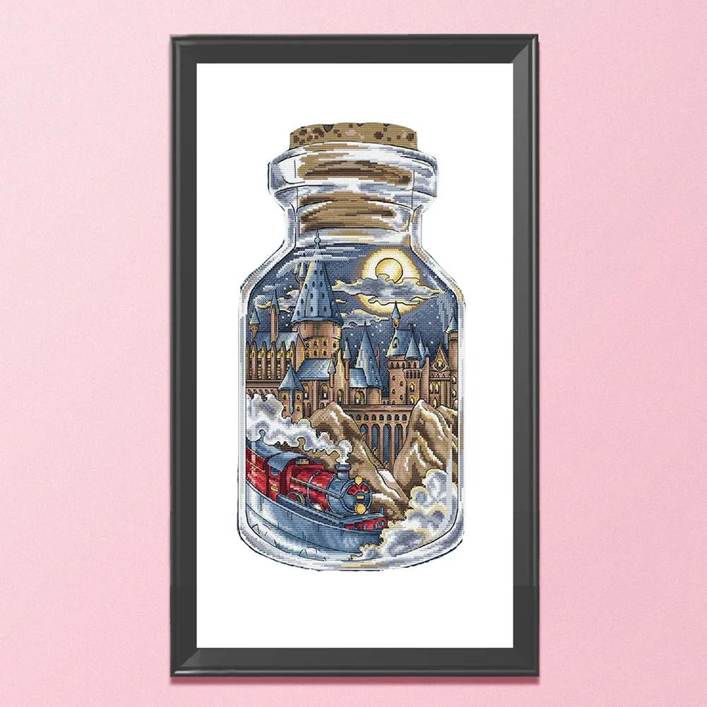 11ct Counted Cross Stitch - Castle in Bottle(19*37cm)