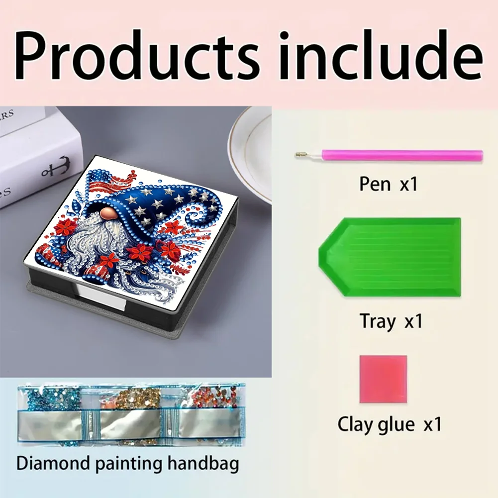 PU 5D Diamond Painting Kit Note Box DIY Diamond Art Notepad Box (C)