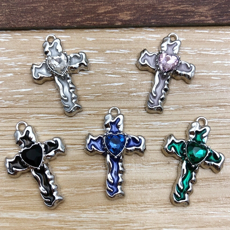 1 Set 19*28mm Alloy Cross Heart Shape Pendant