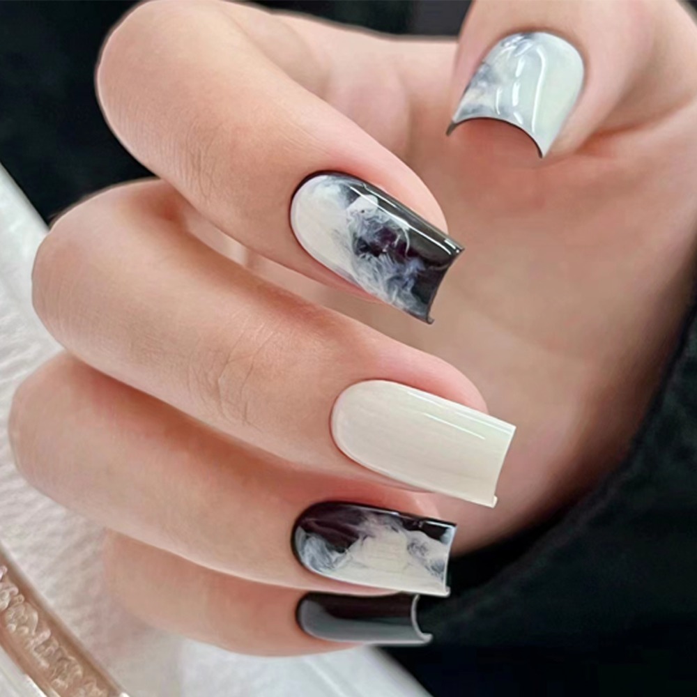 Valentine's Day Collection French Fake Nails Square Head Full Cover Press on Nails Wearable Manicure Ballerina False Nail Women
