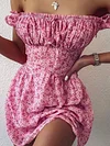 Floral Printed Off-The-Shoulder Mini Dresses