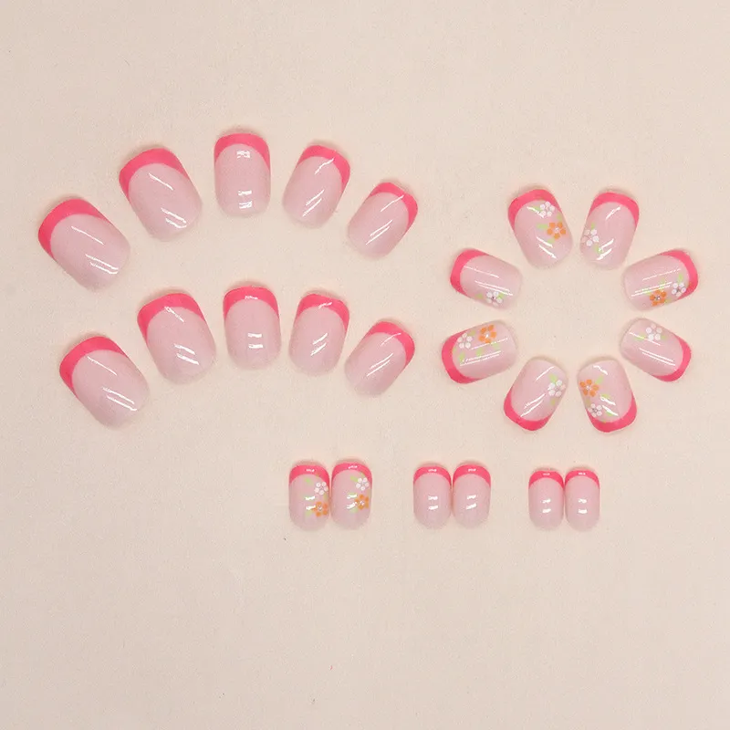 Churchf Churchf Sister Pink Tender Girl French Flower Flower Nail Lovely Sweet Sister Ins Wind Fashion Wear A Beautiful A Piece