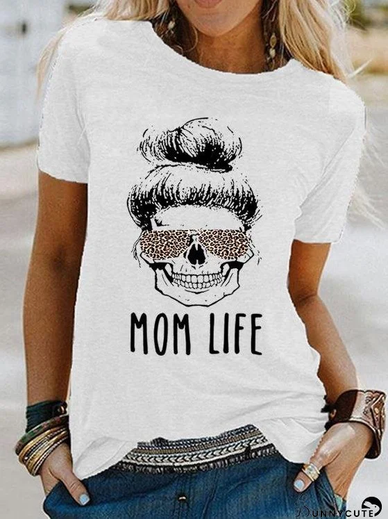 Letter Print Short Sleeve Loose T-shirt for Women