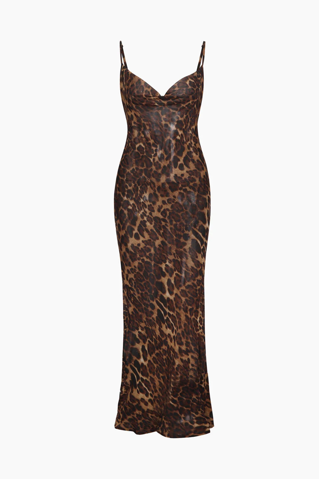 Rotimia Leopard Print Draped Maxi Dress