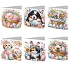 6PCS Diamond Painting Easter Cat Greeting Card Kit for Birthdays Thanksgiving & Special Occasion
