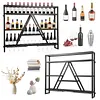 [US Local Warehouse] A-Line Bar Stand Wall Mounted Wine Rack Metal Bottle&Glass Holder Display Shelf