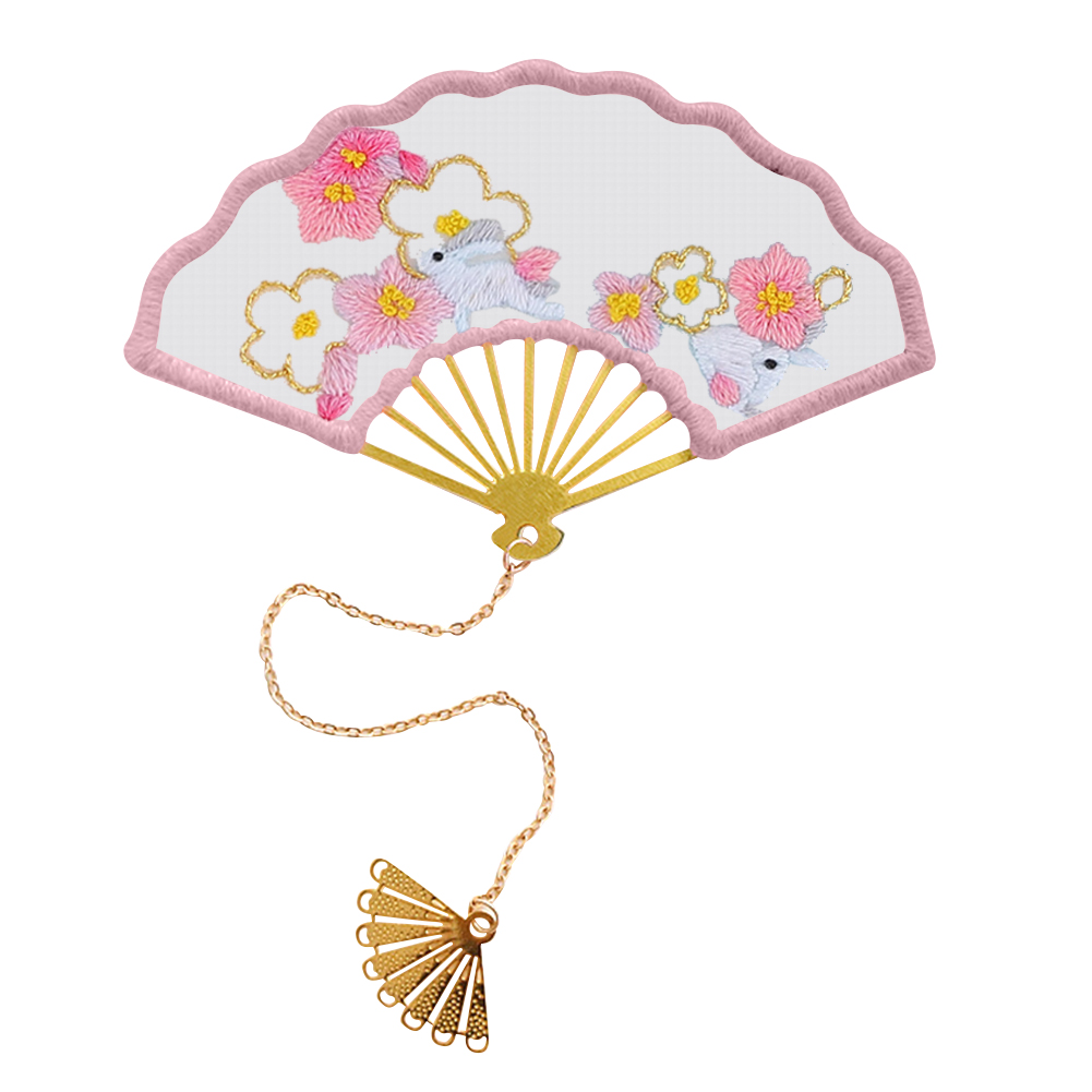 

Retro Chinese Blossom Fan Shaped Bookmark Embroidery - Cross Stitch, 501 Original