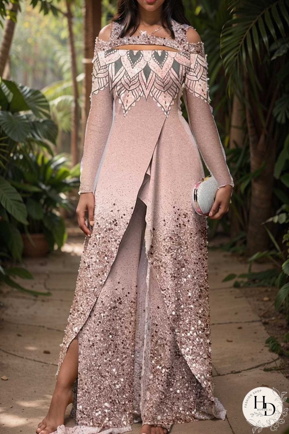 elegant gradient print off shoulder women s jumpsuit