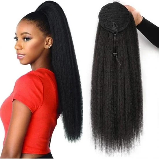  YVONNE 22inch Clip in Ponytail Extension Wrap Around Yaki Straight Hair Velcro synthetic ponytail
