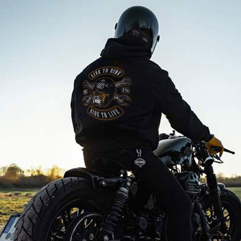 LIVE TO RIDE RIDE TO LIVE Motorcycle Graphic Black Print Hoodie