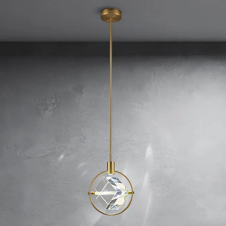 Luxury Crystal Cube Bedside Rod Pendant Light
