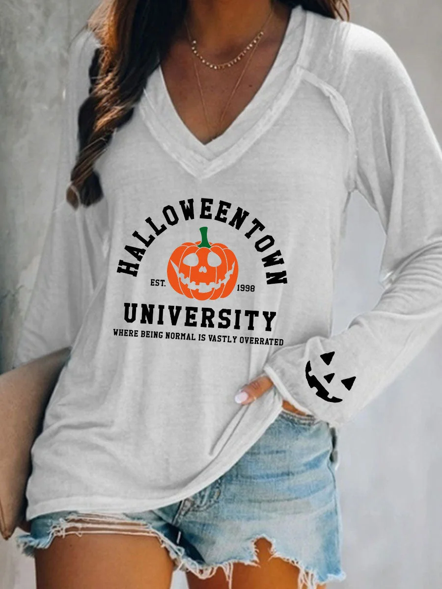 Halloweentown University V-neck Long Sleeve T-shirt