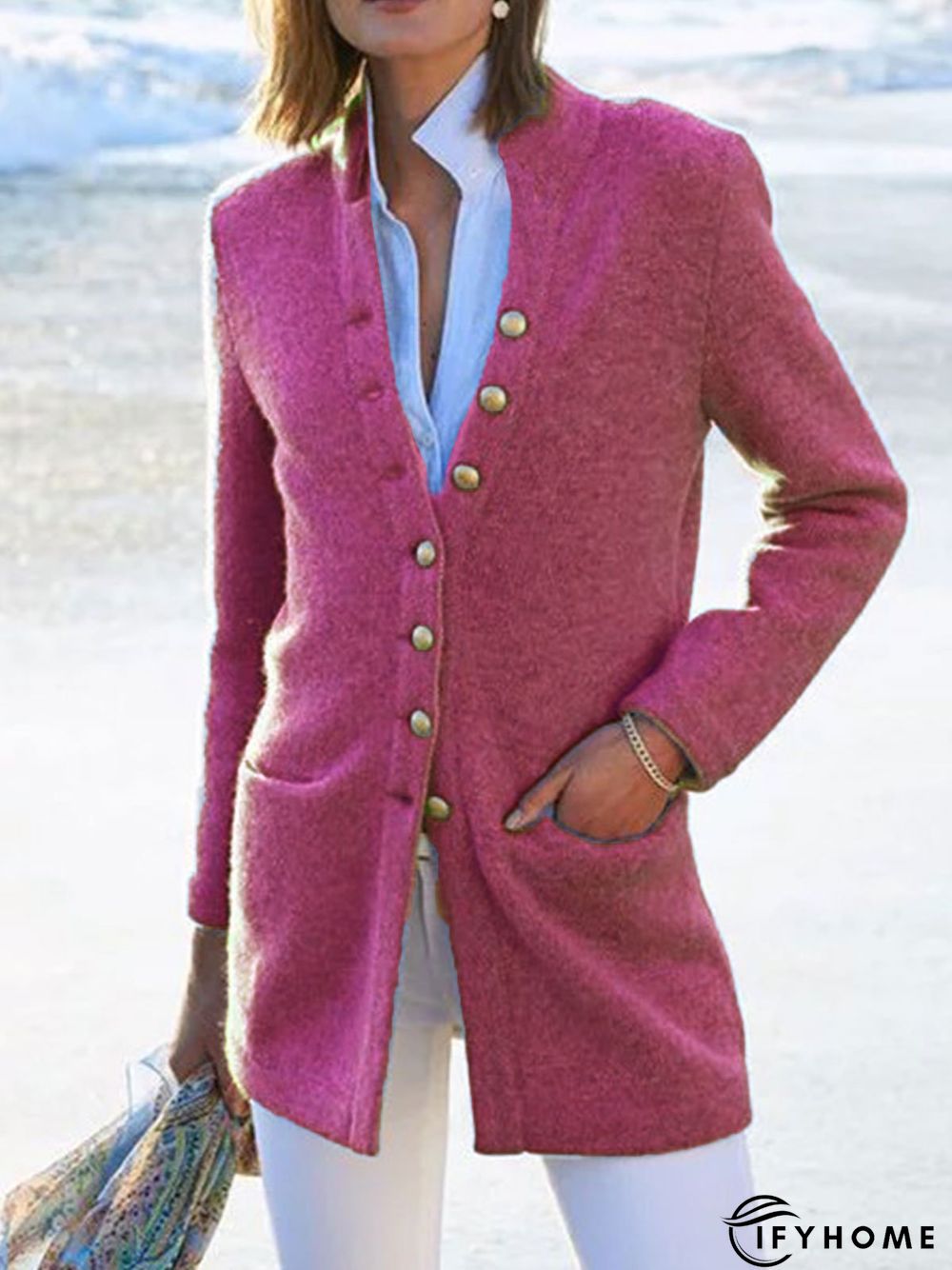 Casual Cotton-Blend Long Sleeve Blazer | IFYHOME