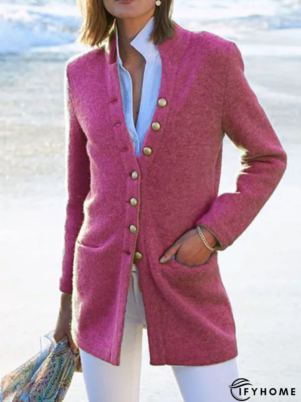 Casual Cotton-Blend Long Sleeve Blazer | IFYHOME