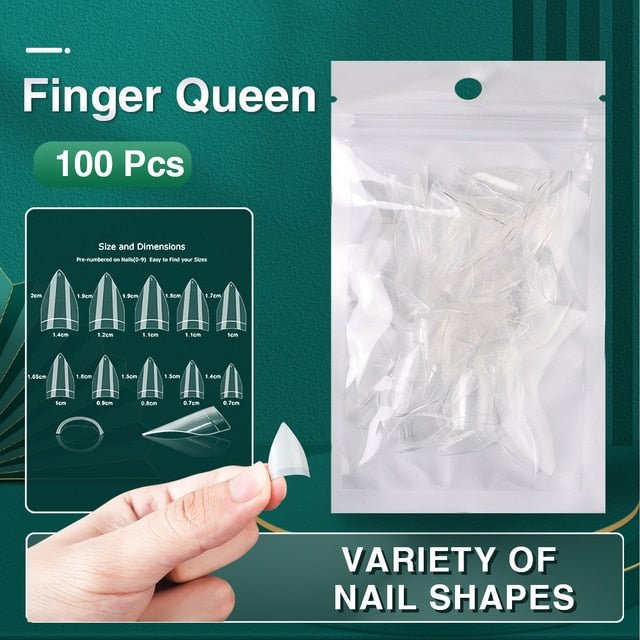 500Pcs Nail Art Short False Nails Acrylic Fake Stick-On Capsule Tips Set Full  Box French Almond Clear Top Manicure Tools