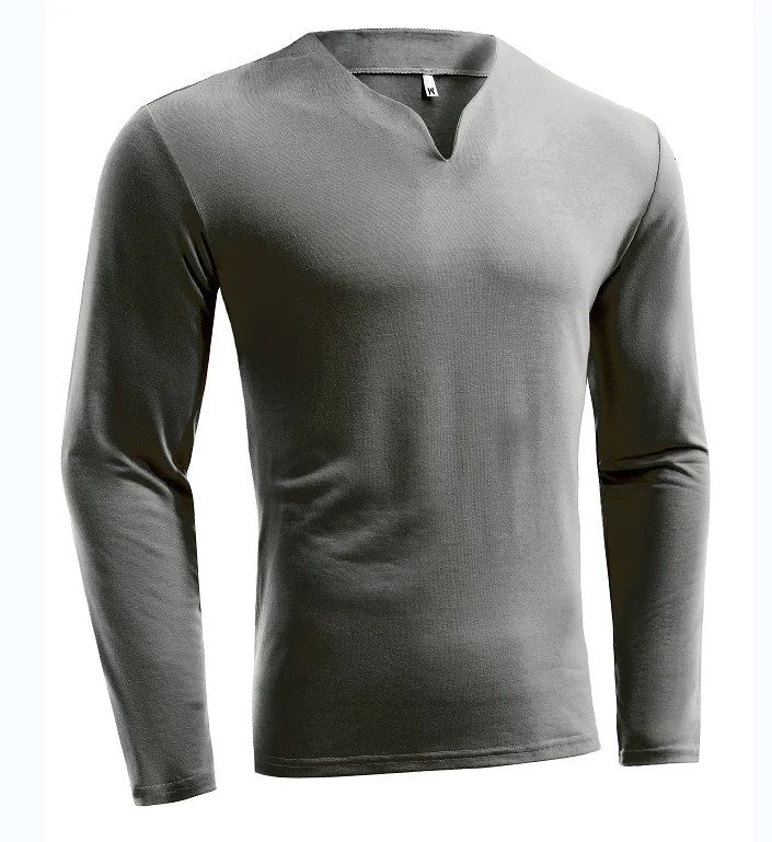 PASUXI Fashion Sports T-shirt Men 2024 Spring and Autumn New Versatile Solid Elastic Long Sleeve V-Neck Loose Tops Men Pullovers