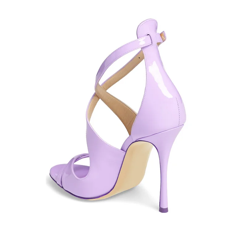 Orchid Patent Leather Strappy Stiletto Heel Sandals Vdcoo
