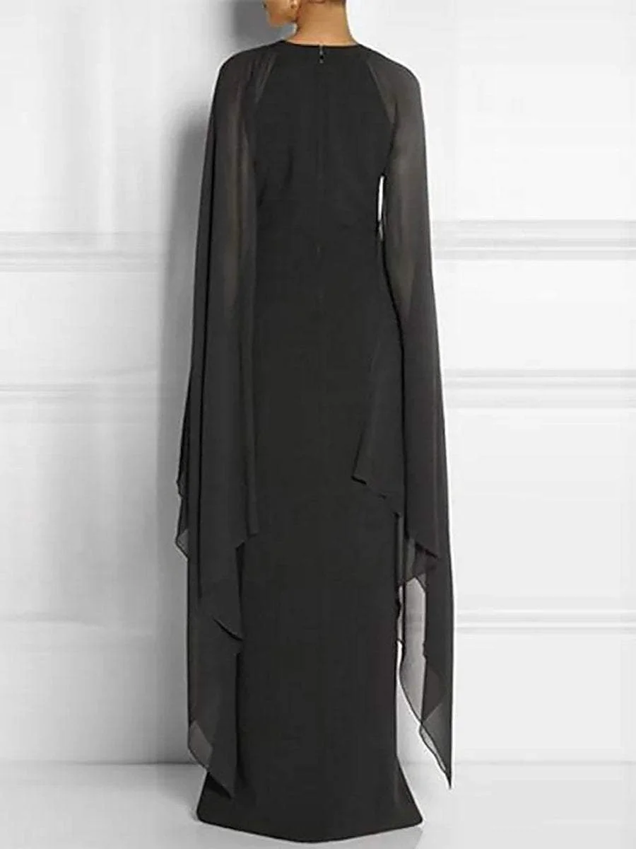 Round Neck with Cover-Up Maxi Dress Evening Dress