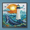 Lighthouse and Whale Special Shaped 5D DIY Partial Drill Diamond Painting Kits for Adults Beginners Home Decor Diamonds Dots Gem Art Kits Diamond Art Kit 11.81 X11.81inch