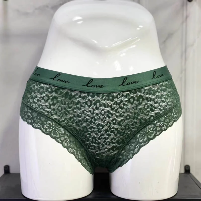 CINOON Fashion Women Sexy Lace Panties Low-waist Underwear Female G String Transparent Lingerie LOVE Letter Embroidery Intimates