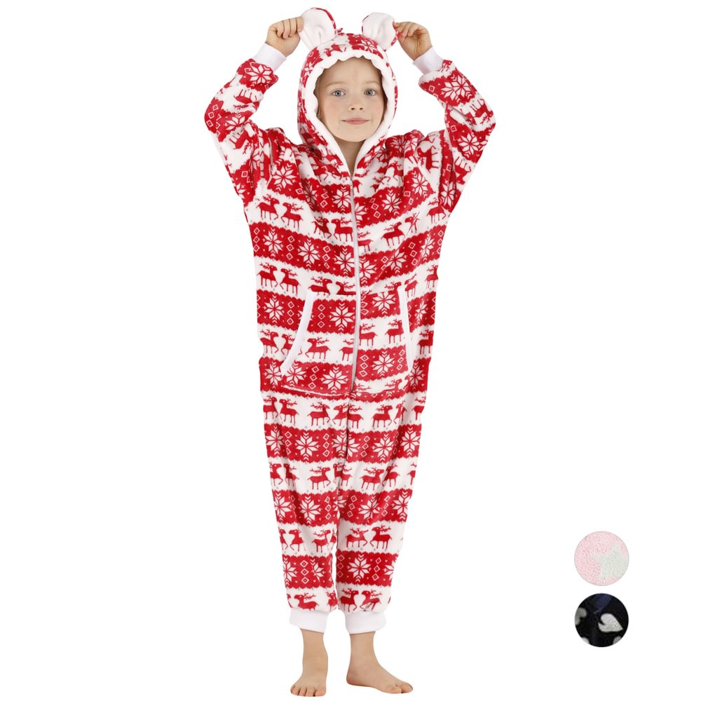 Girls' Printed Flannel Jumpsuit Pajamas Kid One Piece Home Wear-Pajamasbuy