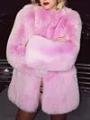 Fashion Solid Color Faux Fur Long Sleeves Warm Coat