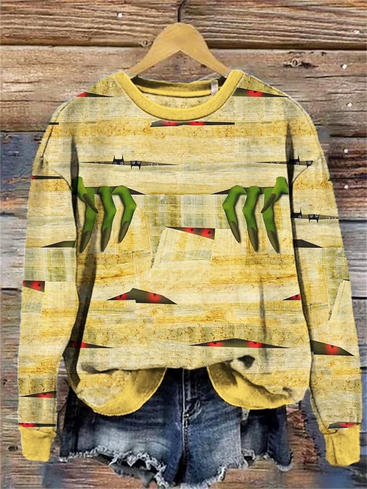 Women's Halloween Creepies Print Sweatshirt