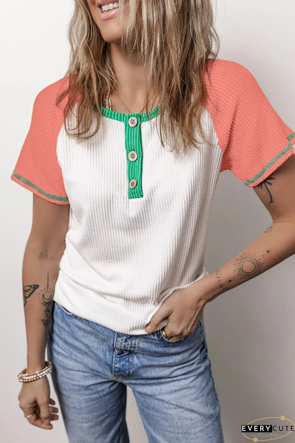 Spring Summer Henley Top